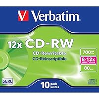 VERBATIM CD-RW 700MB 8-12X HI SPEED PK10