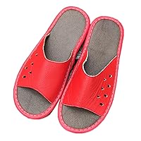 Corium Summer Spring Autumn Cowhide Leather Anti-Smelly Wooden Floor Slippers for Men Women