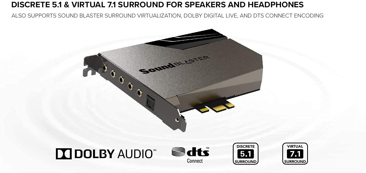 Creative Sound Blaster AE-7 Hi-Res Internal PCIe Sound Card, Quad-Core Processor, 127dB DNR ESS SABRE-class 9018 DAC, Xamp Discrete Custom Bi-amp, Discrete 5.1/Virtual 7.1, Dolby, DTS Encoding (Black)