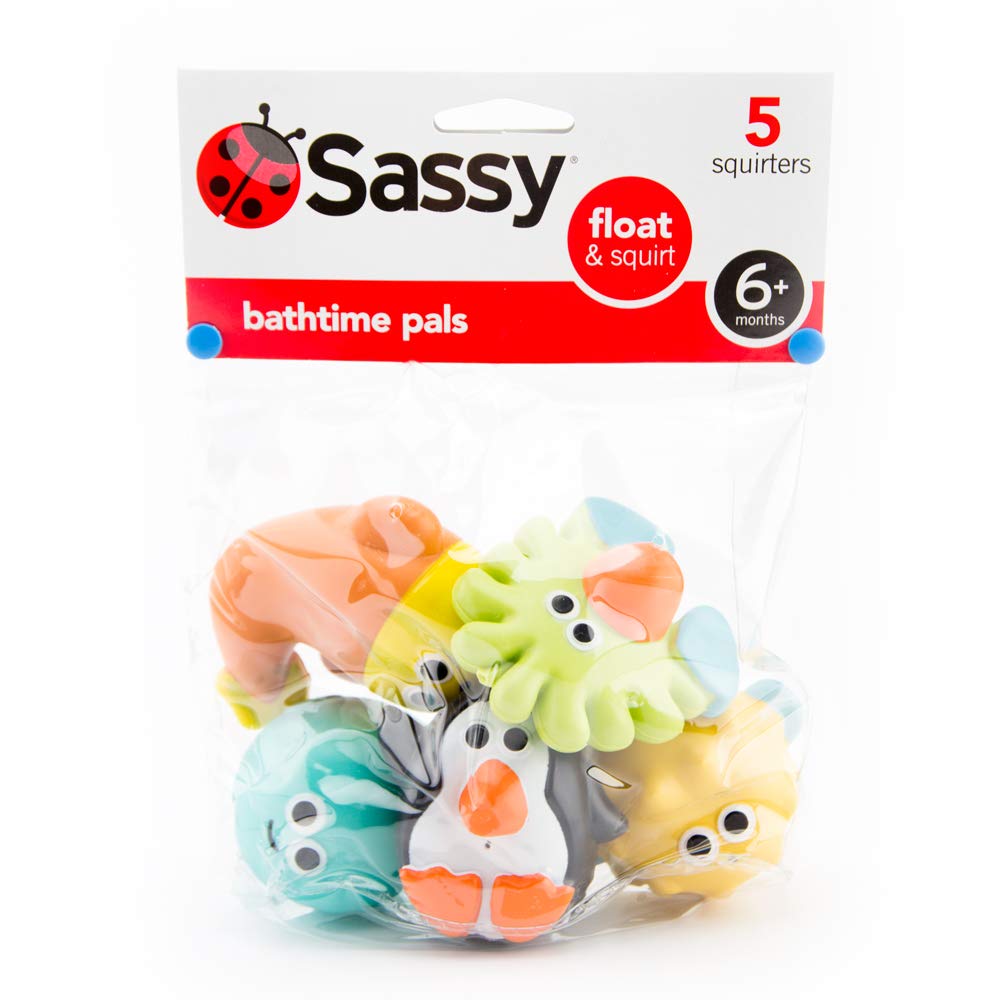 Sassy Bathtime Pals Squirt and Float Toys 9+ Months Set of 5 Sea Characters