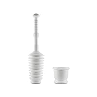 Master Plunger MP500-B4 Heavy Duty Bathroom Toilet Plunger Kit with Short Bucket. Equipped with Air Release Valve, White