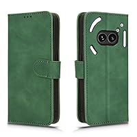 Smartphone Flip Cases Compatible with Nothing Phone (2a) Case with Card Holder,Flip Case PU Leather Phone Wallet Case with Wrist Strap Shockproof Protective Cover Flip Cases (Color : Green)