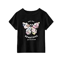 OYOANGLE Girl's Cute Graphic Casual Round Neck Short Sleeve Tee Shirt Tops