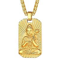 FaithHeart Zodiac Bodhisattva Amulet Necklace, 18K Gold Plated Buddha Pendant Talisman with 24 Inches Chain Customizable Buddhism Protection Medal