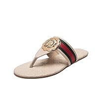 2021 Ladies flip-Flops Summer Sand and Dramatic Flat Wild Loop Jewry Color Word Beach Female Sandals (Color : Apricot, Size : 42)