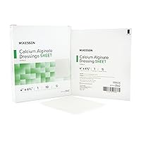 McKesson Calcium Alginate Dressing, Wound Dressing Pads, Absorbent Non-Stick Sheet, 4 in x 4 3/4 in, 10 Count