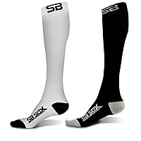 2 Pairs Size Large Compression Socks (White/Black + Black/Gray)