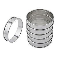 6Pack Stainless Steel Double Rolled Muffin Rings - Deep & Nonstick Molds | Set of Durable Round Tin Hamburger Pan Rings for Baking and Cooking Crumpet, Tart, Cookies, English Dish Pastry (Size: 4inch)