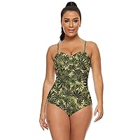 CowCow Womens Marijuana Cannabis Leaf Plant Marihuana Leaves Party Retro Full Coverage Swimsuit, XS-5XL