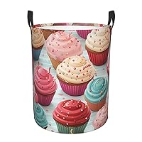 Laundry Basket Hamper Colorful Cupcake Waterproof Dirty Clothes Hamper Collapsible Washing Bin Clothes Bag with Handles Freestanding Laundry Hamper for Bathroom Bedroom Dorm Travel