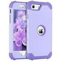BENTOBEN for iPhone SE 2022 Case and iPhone SE 2020 Case, Heavy Duty 3 in 1 Full Body Rugged Shockproof Hybrid Hard PC Soft Rubber Case for iPhone SE 3rd/2nd Gen, Light Purple/Lavender