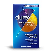 Condom XXL Longer & Wider Natural Latex Condoms, Extra Wide Fit, 12 Count - Ultra Fine & Lubricated (Packaging May Vary)