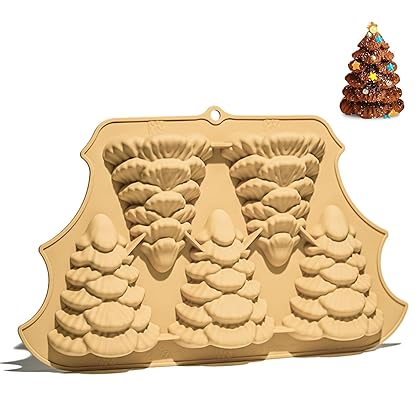 TZnponr 3D Christmas Tree Baking Mould cake pan silicone mold,5 cavities christmas tree for bread, mousse cake,muffins,ice cubes