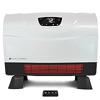 Heat Storm Phoenix Infrared Space Heater with Attachable Feet, Remote Control, Energy Efficient-750-1500 Watts, White Floor or Wall - HS-1500-PHX