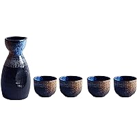 WARRIO 5-Piece Japanese Sake Set Traditional Ceramic Craft Wine Glass - Rhyme Series