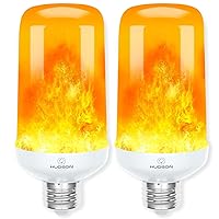 Hudson LED Flame Effect Light Bulbs with 4 Mode Upside Down Effect - 3W Flicker Flame Light Bulb E26/E27 Base (2 Pack) - Flickering Light Bulb Orange Fire Light Flame Bulb for Indoor/Outdoor/Home
