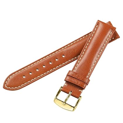 iStrap 18mm 19mm 20mm 21mm 22mm 24mm Genuine Calfskin Leather Watch Band Padded Replacement Strap Steel Pin Buckle Super Soft Bracelet for Men Women