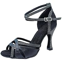 Womens Comfort Satin Latin Dance Shoes Ballroom Tango Jazz Chacha Social Kitten Heels Customized Heel Sandals