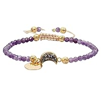 TUMBEELLUWA Beads Bracelets Faceted Stone 4mm Healing Crystal Bracelet Half Moon Shape Druzy Adjustable Handmade Jewelry for Women