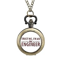Trust Me I Am A Engineer Fashion Vintage Pocket Watch with Chain Quartz Arabic Digital Dial for Men Gift