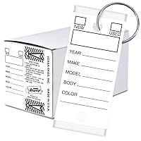Versa-Tags 250 Key Tags, Self Protecting Poly, 1.25''x3'', Highly Resistant to Abrasion, 250 Key Tag Pack, 250 Chrome Plated Key Tag Rings Included Color White