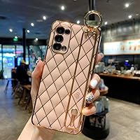 Diamond Plating Geometric Wrist Strap Phone Case for Samsung S22 Plus S21 Ultra A72 A52 A12 5G Soft Silicone Cover,Pink,for Note 20 Ultra