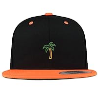 Trendy Apparel Shop Palm Tree Embroidered Premium 2-Tone Flat Bill Snapback Cap