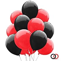 100pcs 12inch Red and Black Balloons - Red Balloon and Black Balloon for Birthday Casino Themed Valentine’s Day Parties School Dances and Proms Decorations