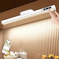 Hapfish Battery Powered Operated Wall Strip Lights, Rechargeable Magnetic LED Light Bar with Remote, Dimmable Desk Lamp, Under Cabinet Lighting Wireless for Mirror Closet Bathroom Kitchen – White