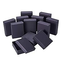 NBEADS 12 Pcs Black Cardboard Jewellery Boxes, 9x7x3cm Black Jewellery Gift Boxes Thin Black Jewellery Foam Box Rectangle Jewellery Packaging Boxes for Christmas Jewellery Selling
