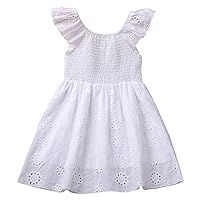 Girls' Summer Flying Sleeves Viewing Lace Hollow Out Dress Dress for Children's Clothing Flower Girl Dress