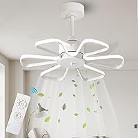 Ceiling Fan with Lighting and Remote Control, Quiet Lamp with Fan, 3 Colours, LED, Dimmable, 100 W, No Flicker, 6 Speeds, Reversible Timer for Bedroom, Living Room, Office White