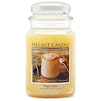 Village Candle Maple Butter Large Glass Apothecary Jar Scented Candle, 21.25 oz, Yellow