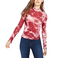 Womens Juniors Waffle Animal Print Pullover Top Pink M