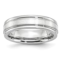 Cobalt Chromium 925 Sterling Silver Polished Engravable Rounded Edge Inlay Satin Polish 6mm Band Ring Jewelry Gifts for Women - Ring Size Options: 10 10.5 11 11.5 12 12.5 13 7 7.5 8 8.5 9 9.5