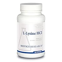 Biotics Research L Lysine HCI Amino Acid L lysine Supplement Promotes Energy, Boosts Immunity, Stimulates Calcium Absorption 100 Capsules