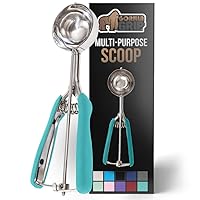Gorilla Grip Stainless Steel Multipurpose BPA-Free Spring Scoop, 3 TBSP, Melon Ballers, Cookie Dough Scoops, Perfect Portion Sizes, Easy Squeeze and Clean Release, Scooper Size 24, Turquoise