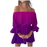 XJYIOEWT Maternity Dresses,Summer D Dresses for Women Beach Sexy Off Shoulder Tunic Sundresses Casual Loose Fit Bell Sl