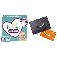 Diapers Size 3, 174 Count - Pampers Cruisers Disposable Baby Diapers, ONE Month Supply (Packaging May Vary) x2 and Amazon.com Gift Card in a Mini Envelope