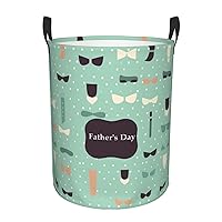 Father'S Day Greeting Card Print Laundry Hamper Waterproof Laundry Basket Protable Storage Bin With Handles Dirty Clothes Organizer Circular Storage Bag For Bathroom Bedroom Car