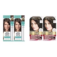 Magic Root Rescue 10 Minute Root Hair Coloring Kit, Permanent Hair Color & L'Oreal Paris Excellence Creme Permanent Hair Color, 4 Dark Brown, 100 percent Gray Coverage Hair Dye
