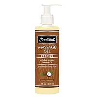 Bon Vital' Coconut Massage Gel Made with 100% Pure Fractionated Coconut Oil, Great for at-Home Use in Relaxing Back Massages & Neck Massages, Moisturizes Skin Without Clogging Pores, 8 Ounce Pump