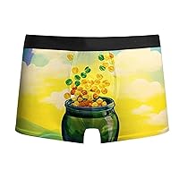 Men's Breathable Boxer Briefs Stretch Waisted Clover Irish Underpants Quick Dry Regular Leg St. Patrick's Day Boxer Briefs
