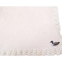 Knitted Pink Chenille Large Baby Blanket with Swan Applique'