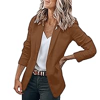 Blazer for Women Solid Blazer Jacket Long Sleeve Button Open Front Professional Work Casual Blazers Coat with Pockets