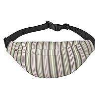 Clean Beige and Olive Stripes Crossbody Fanny Pack for Women Men Fashion Waist Pack Belt Bag for Hiking Running Travel