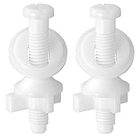2 Pack Universal White Plastic Toilet Seat Hinge Bolts Screws with Nuts for Top Mount Toilet Seat Hinges