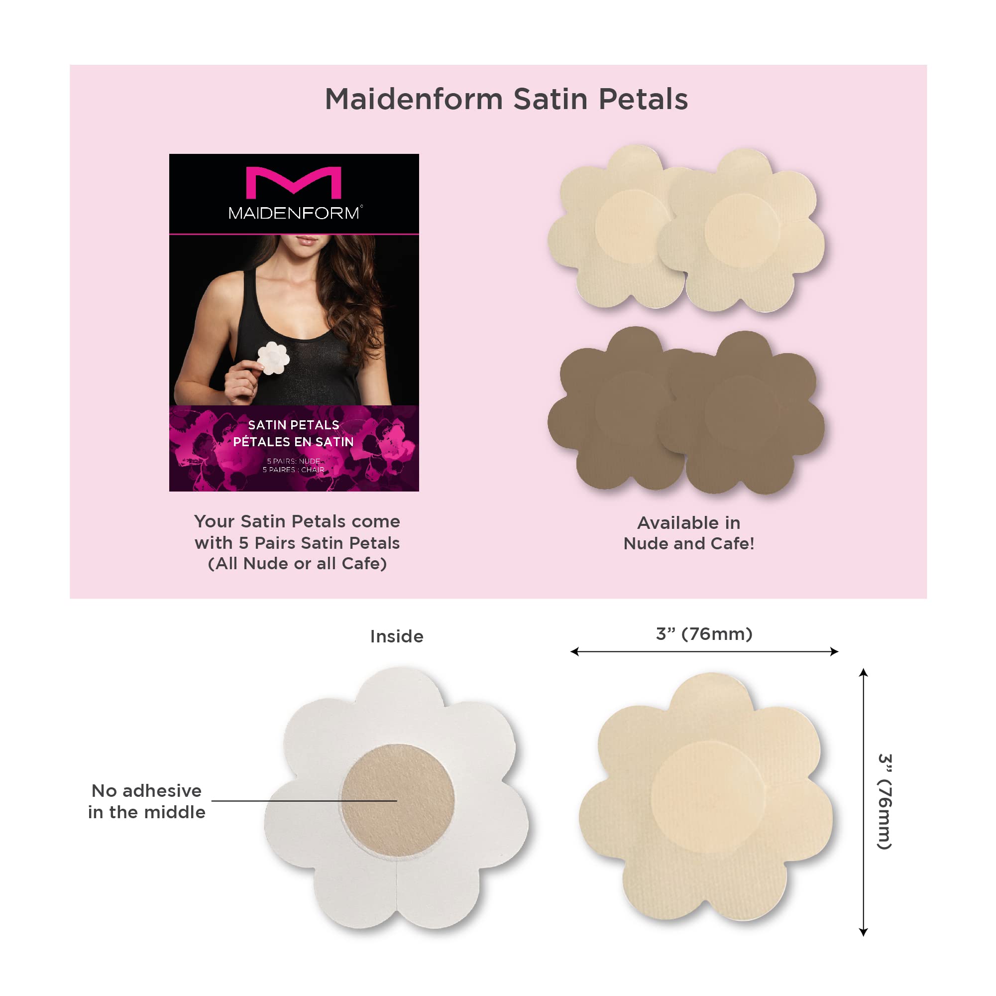 Maidenform Women's 5 Pair Satin No Show Petals, Café, no Size