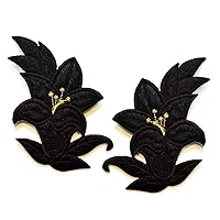 Nipitshop Patches Black Orchid Lilly Flowers Embroidery Patches Iron On Patches Sew On Applique Patch Custom Backpack Patches for Men Women Boys Girls Kids