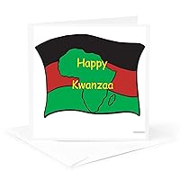 Happy Kwanzaa On African Flag - Greeting Card, 6 x 6 inches, single (gc_160479_5)